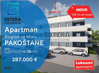 Trosoban stan, Pakoštane, prodaja, 287000 €, 69 m2