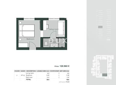 Dvosoban stan, Crikvenica, prodaja, 120960 €, 19 m2