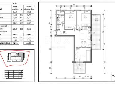 Trosoban stan, Tar-Vabriga, Tar, prodaja, 260100 €, 72 m2