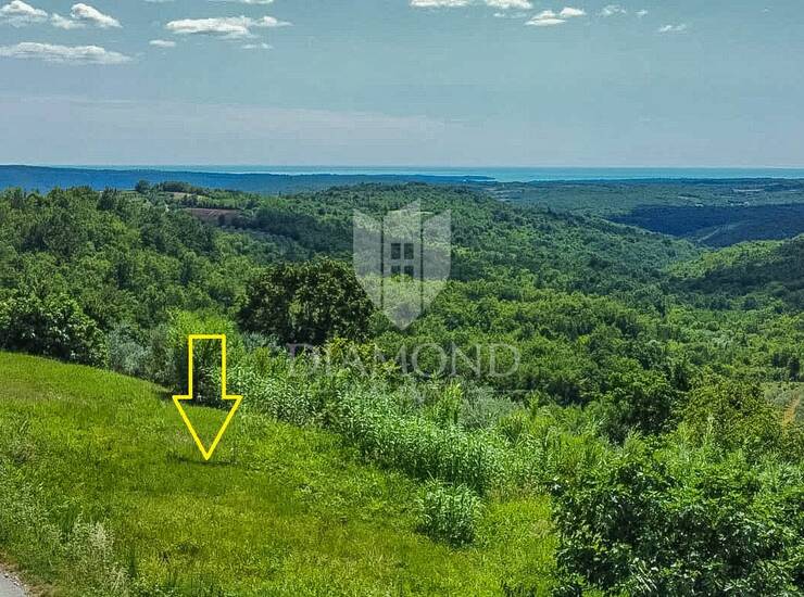 Buje, zemljite sa građevinskom dozvolom i panoramskim pogledom na more!