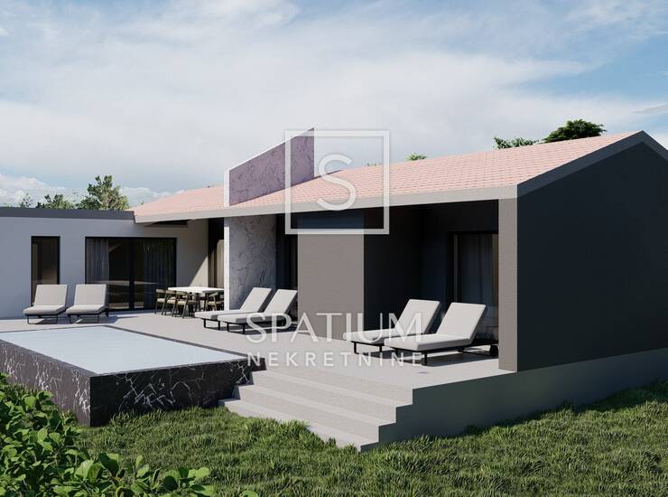 PERUŠKI, GRAĐEVINSKO ZEMLJIŠTE 648 m² S POGLEDOM NA MORE I PROJEKTOM ZA VIL