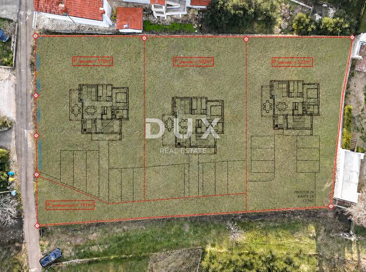 Rab, Mundanije, građevinsko zemljište, 1784 m2, projekt