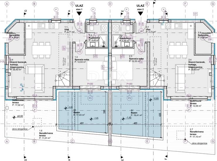 Vodice, dvojna kuća s bazenom i pogledom, 135,29 m² — fotografija 6