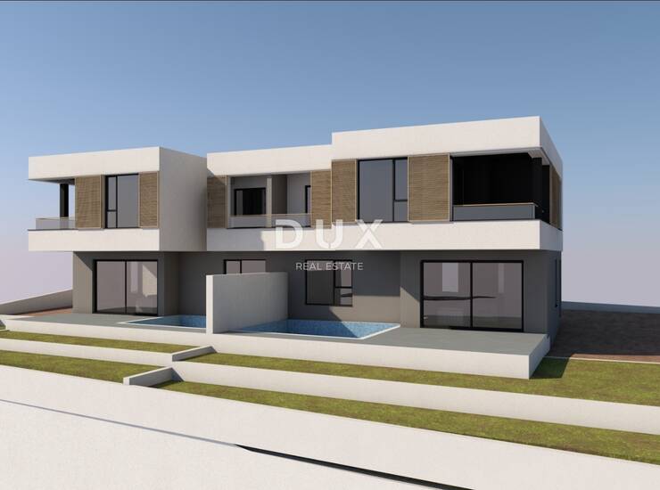Vodice, dvojna kuća s bazenom i pogledom, 137,38 m²