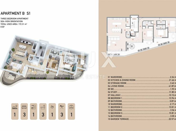 Opatija, centar, trosobni stan, 172 m², vrtna terasa — fotografija 3