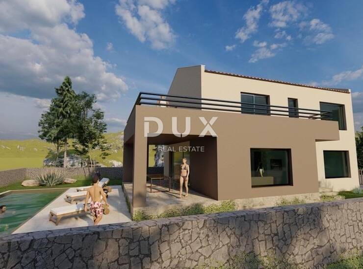 Krk, Vrh, građevinska zemljišta, 1.060 m2, s projektom — fotografija 3