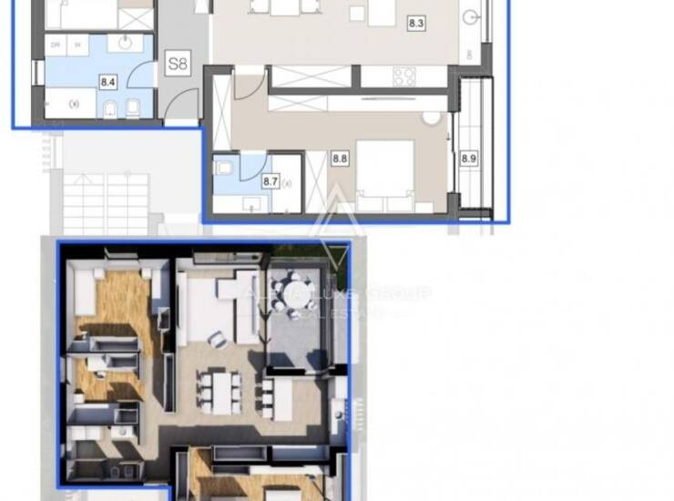 Istra, Labin : Penthouse s 3 sobe i pogledom na more — fotografija 4