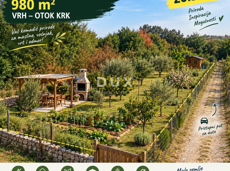 Otok Krk, Vrh, poljoprivredno zemljište, 980 m2 — fotografija 2