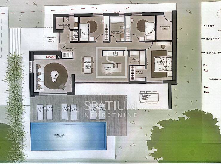 PIĆAN, ZEMLJIŠTE 3550 m2 SA PROJEKTOM KUĆE S BAZENOM — fotografija 3