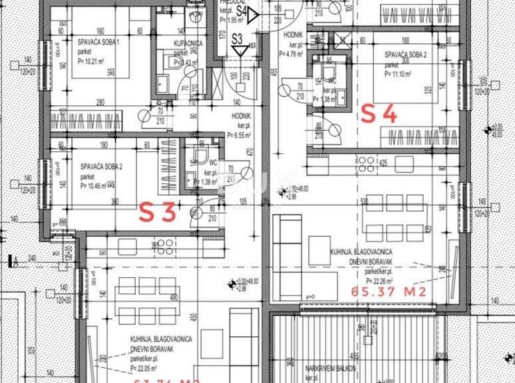 Trogir, Čiovo, 3-sobni stan na 1. katu s balkonom, 66,39 m² — fotografija 6