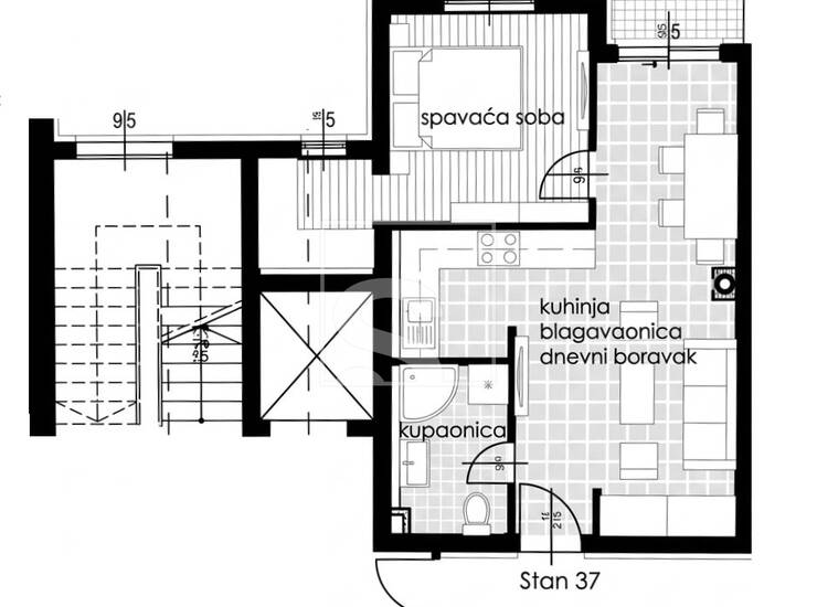 Novogradnja Pula, stan 44m2, 3.kat, lift — fotografija 2
