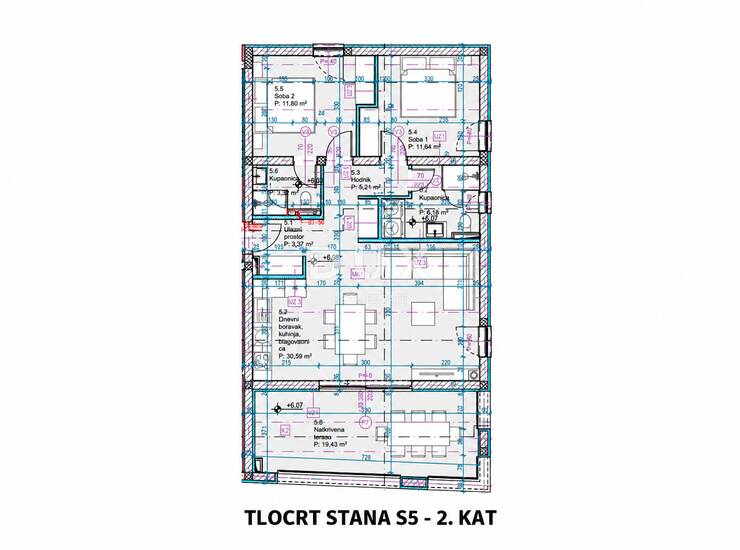Vodice, komforan trosobni stan s pogledom na more, 84,20 m² — fotografija 4