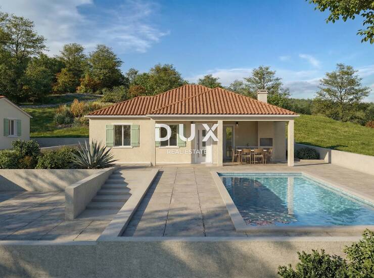 Pićan, građevinsko zemljište 534 m², projekt kuće, bazen