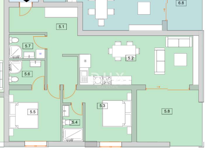 Vodice, dvosobni stan s terasom, 87,62m² — fotografija 5