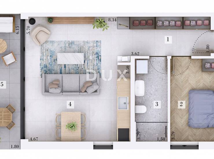 Istra, Rovinj, dvosobni stan, 58,32 m2, prizemlje, vrt — fotografija 5