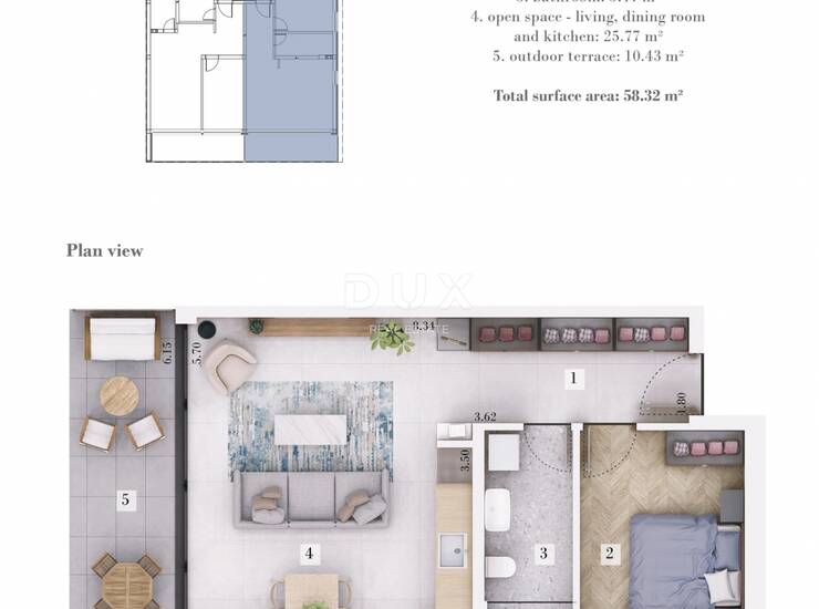 Istra, Rovinj, stan, 58,32 m2, prizemlje, vrt, novogradnja — fotografija 3
