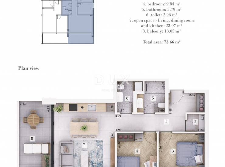 Istra, Rovinj, trosobni stan, 73,66 m2, 1. kat, novogradnja — fotografija 2