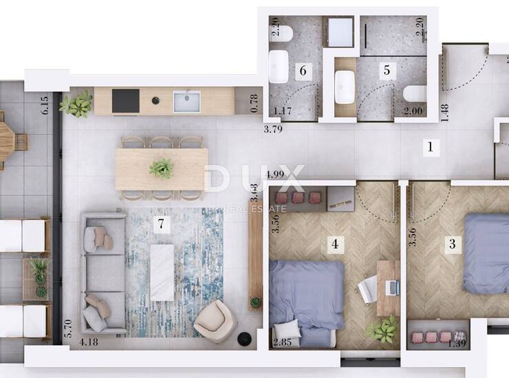 Istra, Rovinj, trosobni stan, 73,66 m2, 1. kat, novogradnja — fotografija 4