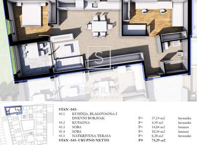 Trosoban stan, Pazin 73m² - 247.500 € | SveHrNekretnine