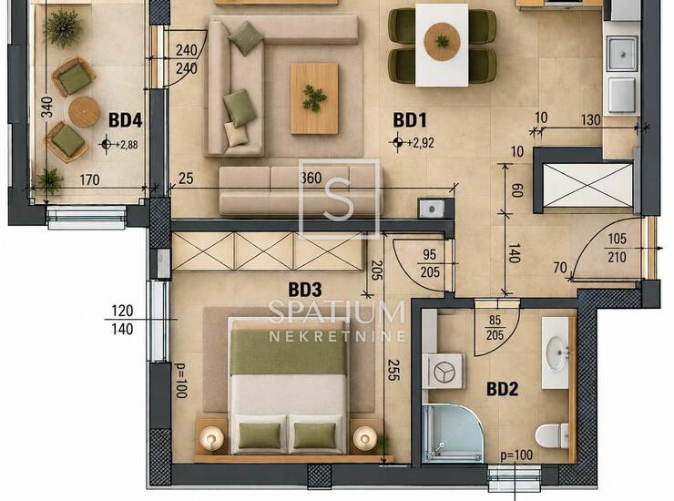 PULA, MODERAN STAN U NOVOGRADNJI, 42 M2, LIFT  — fotografija 6