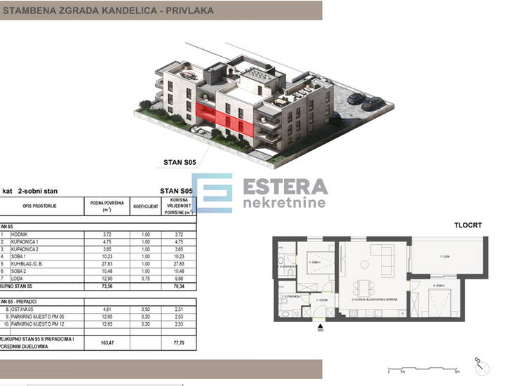 Apartman S05 78 m2 PRODAJA Sabunike, Privlaka