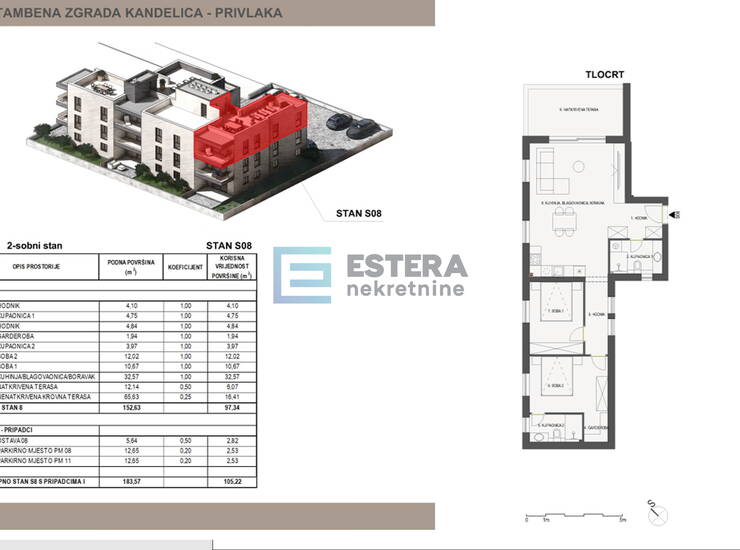 Apartman S08 105 m2 PRODAJA Sabunike, Privlaka