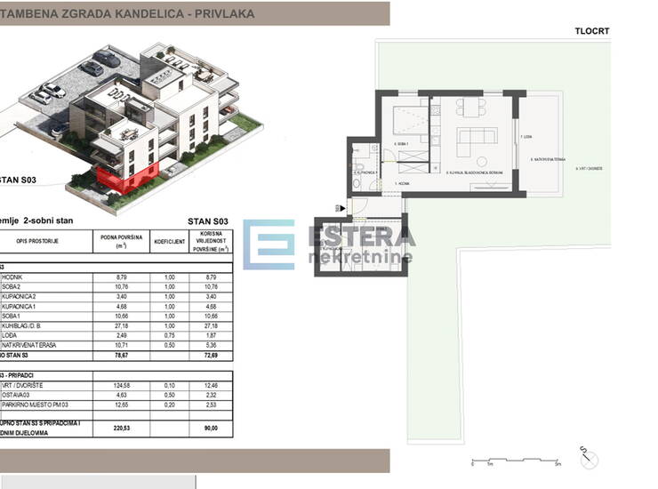 Apartman S03 90 m2 PRODAJA Sabunike, Privlaka