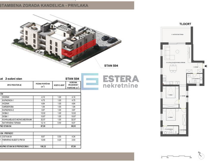 Apartman S04 88 m2 PRODAJA Sabunike, Privlaka