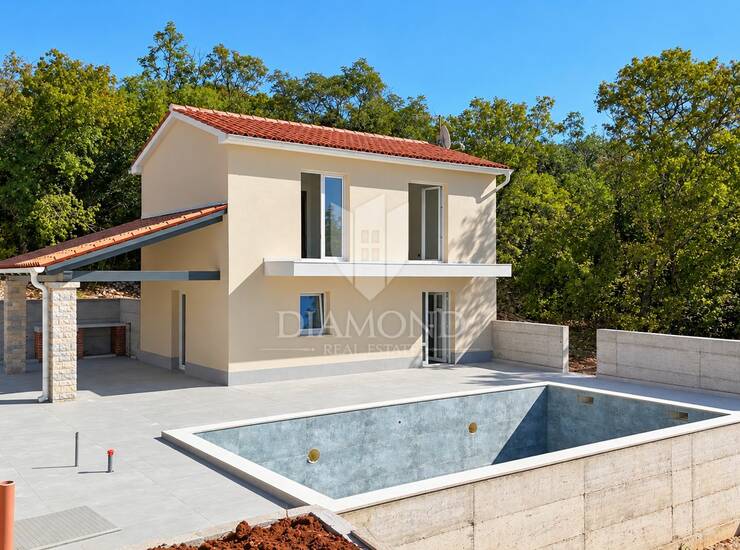 Istra, Labin, kuća za odmor s bazenom, pogled more — fotografija 3