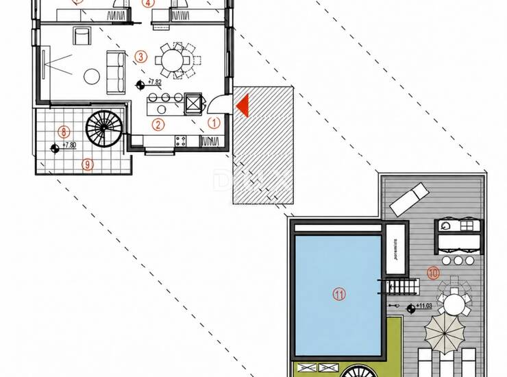 Dalmacija, Primošten, trosobni stan, 149,29 m², krovni bazen — fotografija 3