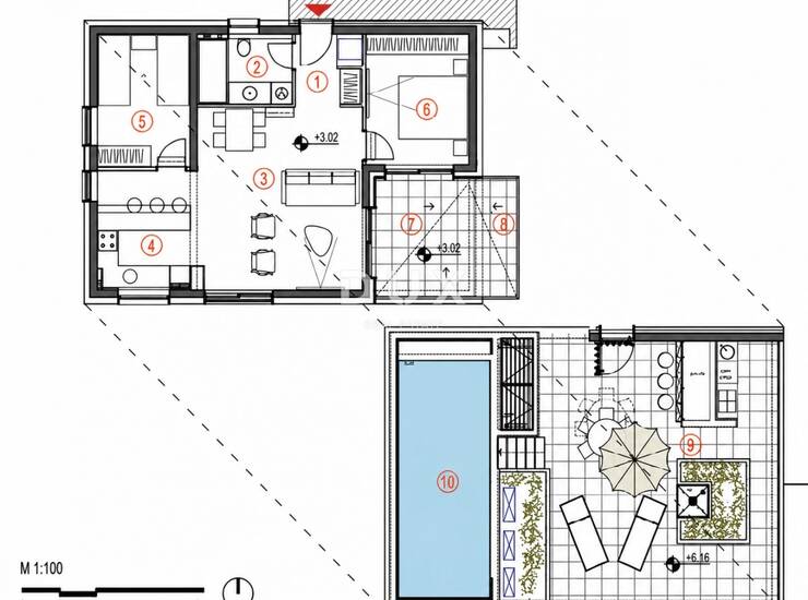 Dalmacija, Primošten, trosobni stan, 128,27 m², krovni bazen — fotografija 5
