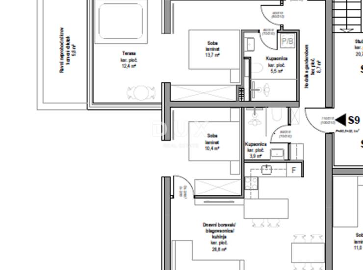 Vodice, 4-soban stan, 104,77 m², pogled na more, 2 parkinga — fotografija 5