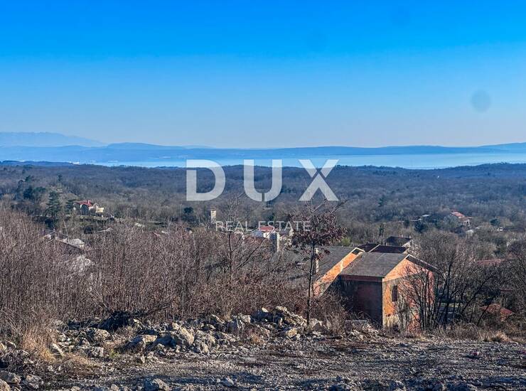 Klana, Škalnica, građevinsko zemljište 1271 m², pogled na more — fotografija 2