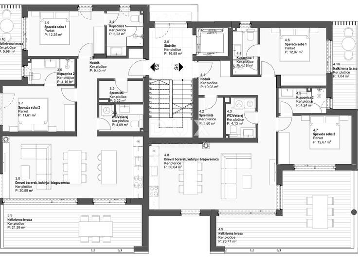 Tribunj, dvosobni stan, 101,00 m², dvije master spavaće sobe, pogled na more — fotografija 6