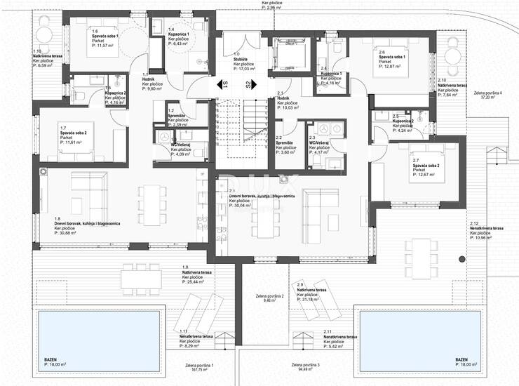 Tribunj, dvosobni stan, 122,22 m², bazen, privatni vrt — fotografija 6