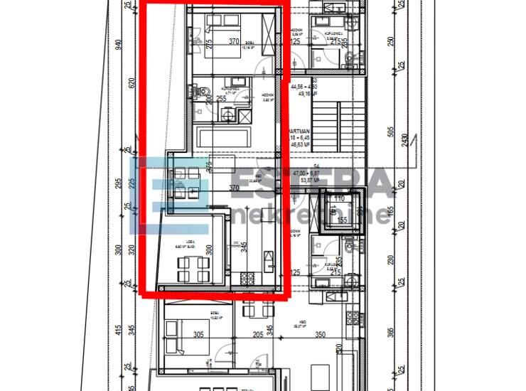 Apartman A 54  m2 PRODAJA Sveti Filip i Jakov, 2s, 1. kat, parking, — fotografija 6