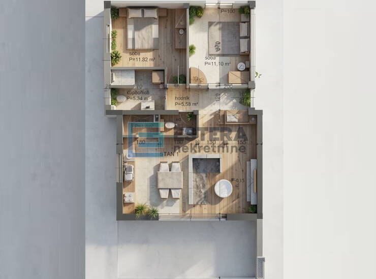 Apartman S1 79 m2 PRODAJA Turanj, 3s, priz, parking, vrt, 250 m od mora — fotografija 2