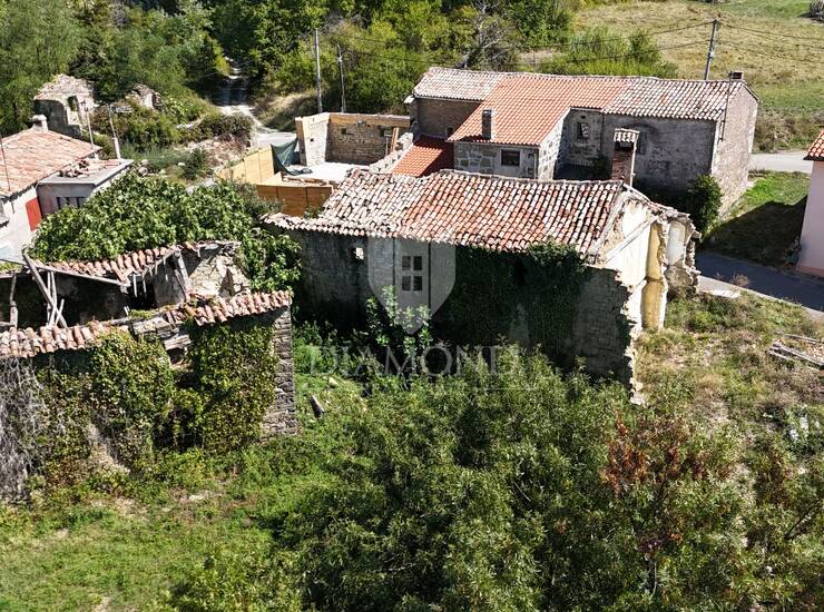 Cerovlje, okolica, ruševna starina s idejnim projektom kuće s bazenom