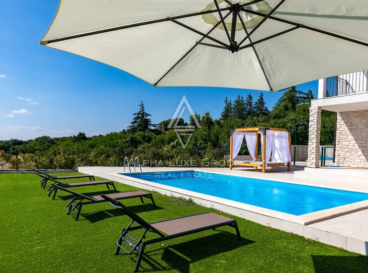 Istra, Diminići – vila s prekrasnim bazenom i panoramskim pogledom na more — fotografija 5