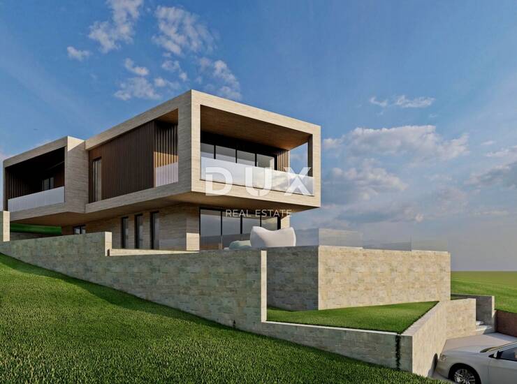 Istra, Rabac, zemljište, 996 m², glavni projekt, pogled na more